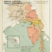 Mappa ferrovie e tranvie in Friuli Venezia Giulia – 1936